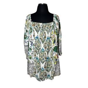 Figueroa & Flower Floral Paisley Tunic Top Sz XL Keyhole Neck Boho Lightweight
